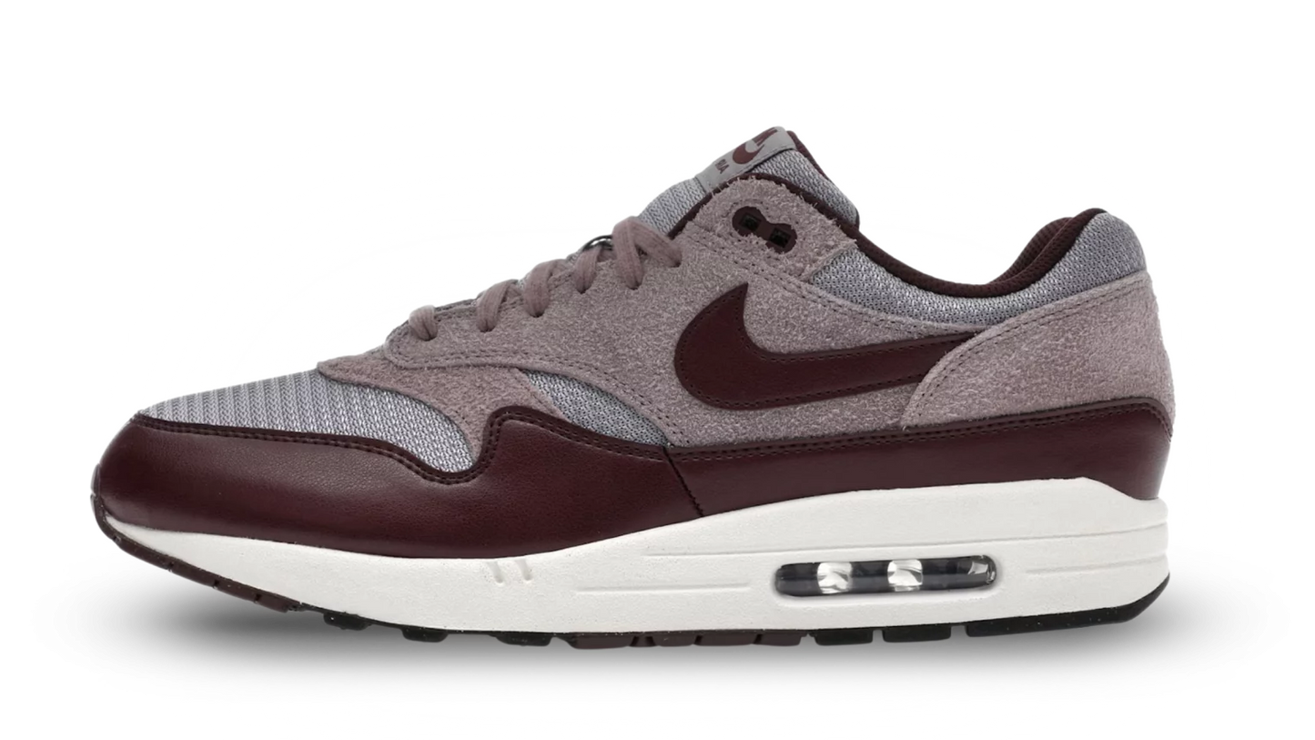 Nike Air Max 1 Essential PRM Cement Grey Burgundy Crush
