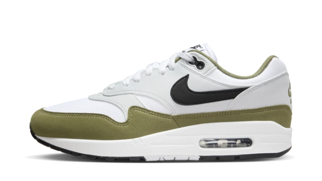 Nike Air Max 1 White Black Medium Olive