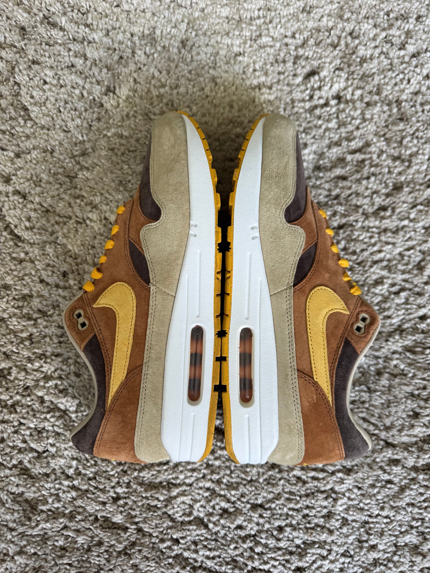 (2e KANS): Nike Air Max 1 PRM Duck Pecan Yellow Ochre - 45.5