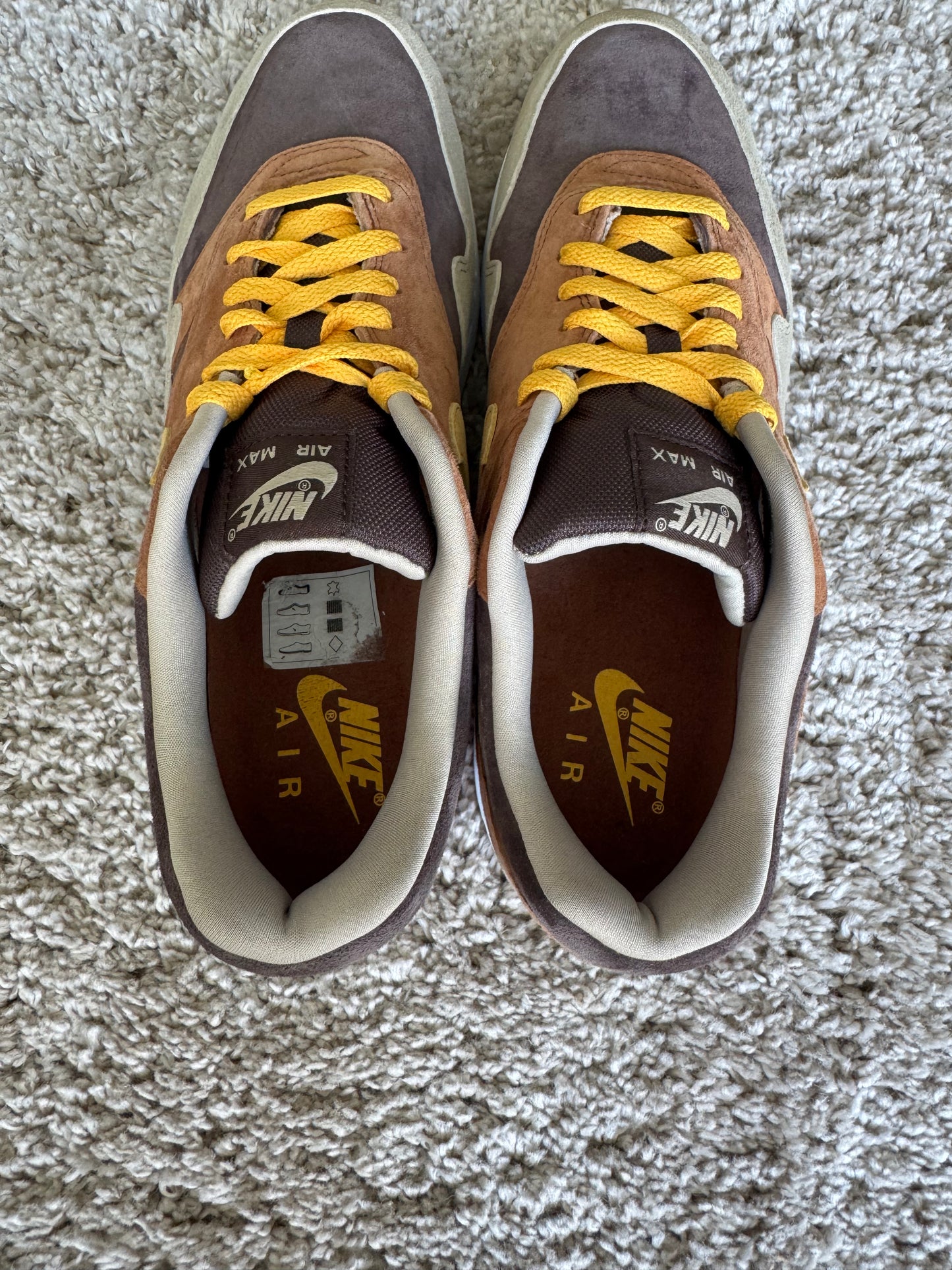 (2e KANS): Nike Air Max 1 PRM Duck Pecan Yellow Ochre - 45.5